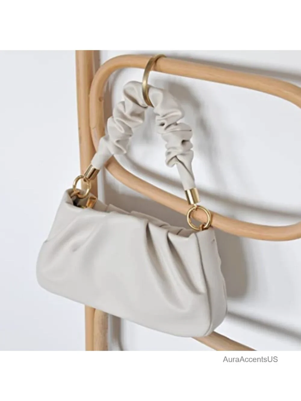 Vegan Leather Hobo Bag Crossbody Shoulder Handbag Ruched Pouch Clutch